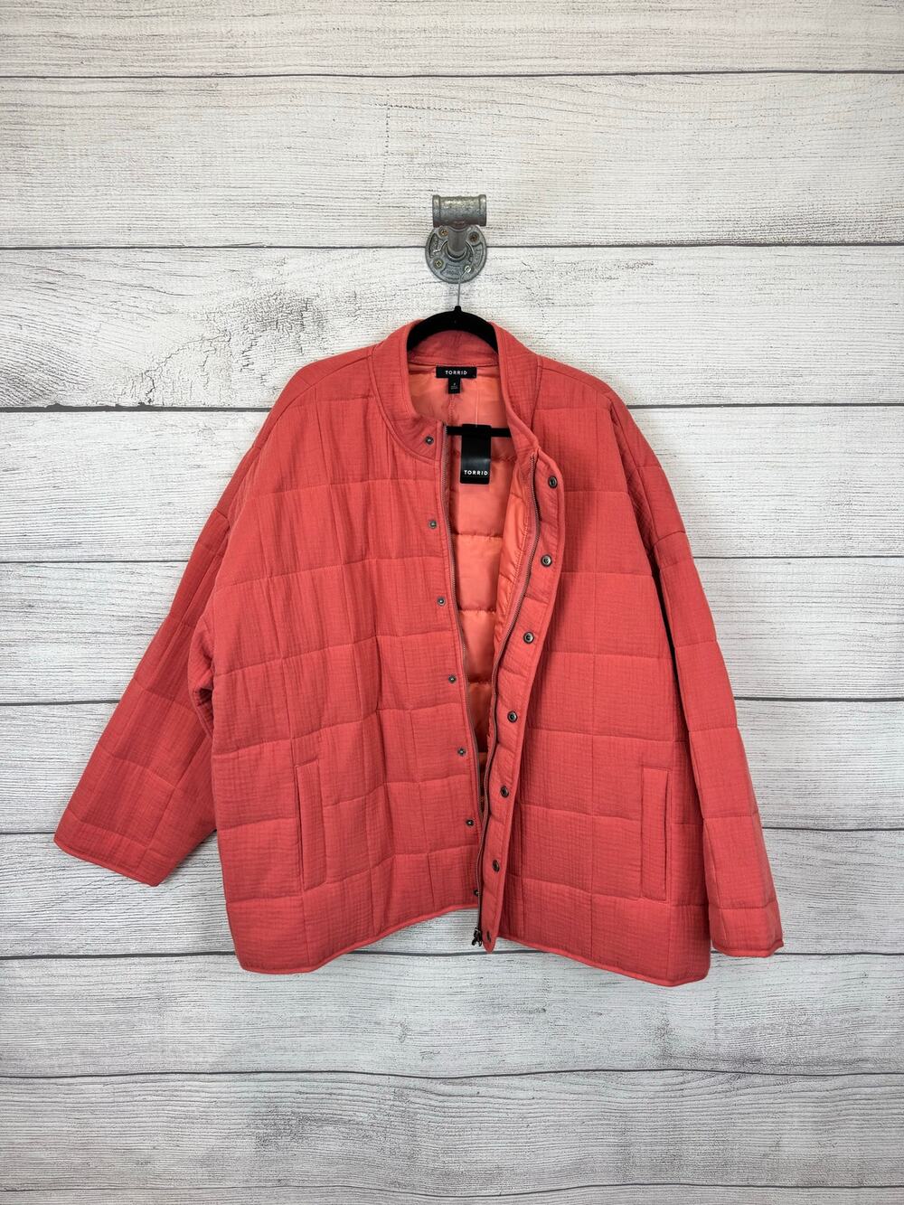 Torrid Plus Size Rose Salmon Quilted Duofold Jacket Size 4X